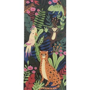 Mainstays Terry Beach Towel, Jungle Print, Monkey, Parrot, 28x60 Cotton